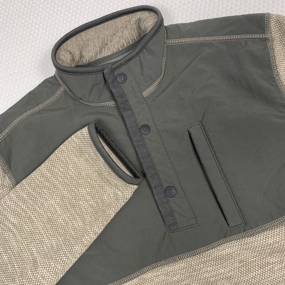 G.H. Bass & Co Pullover Men’s Medium Tan 1/4 Snap Mock Neck Honeycomb Fleece